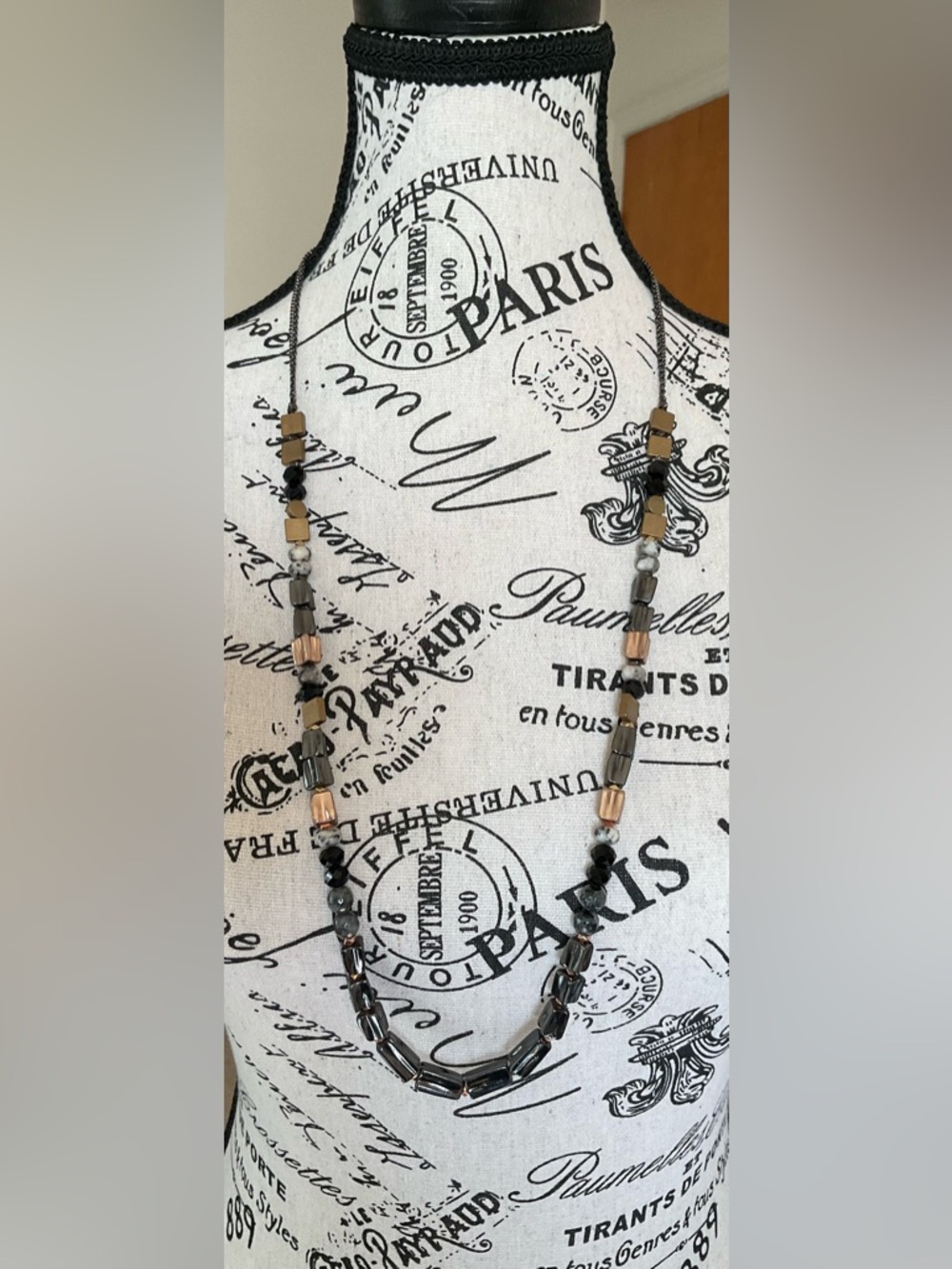 NWT Nakamol Gunmetal and Iridescent Boho Long Necklace